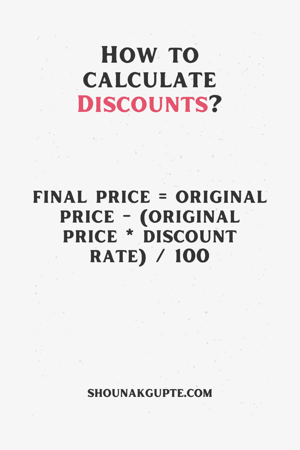 Discount Formula - How To Calculate Discount